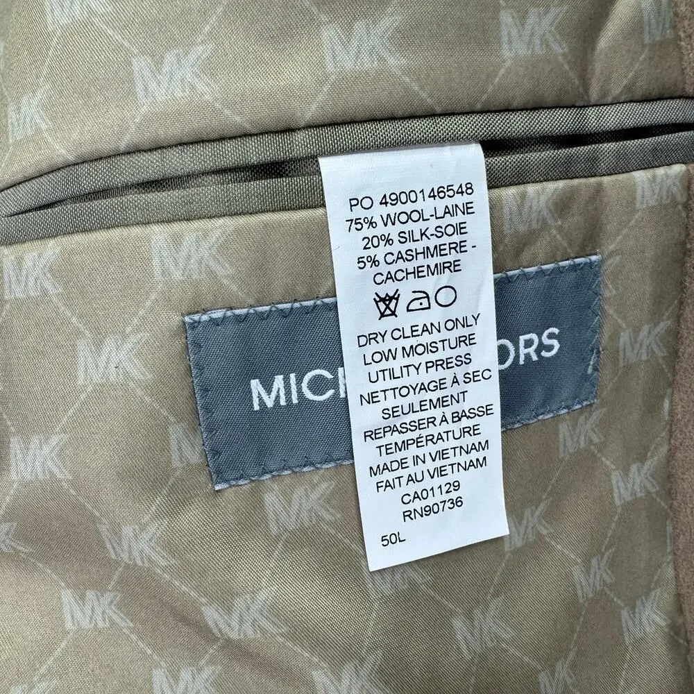 Michael Kors Mens Kipp Wool Cashmere Luxury Classic Fit Sport Coat Tan 50L